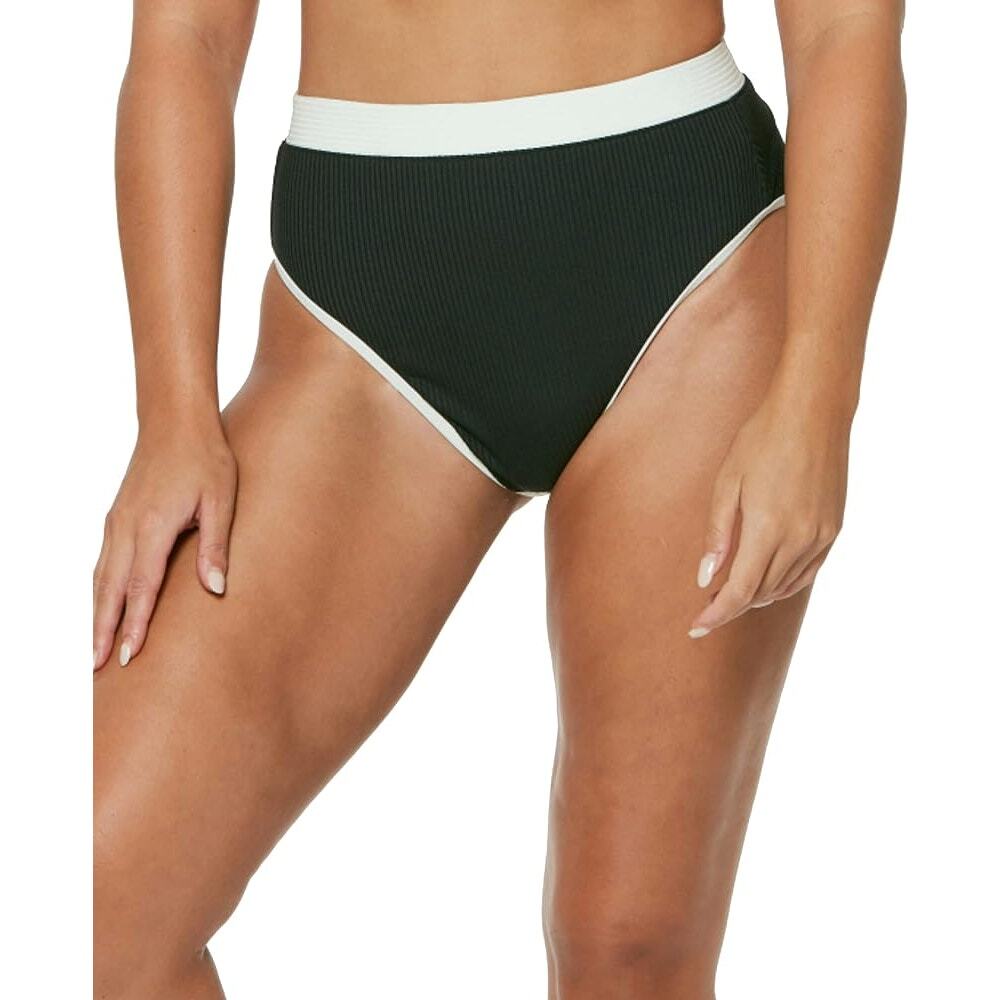 [Jessica Simpson] Black White Ribbed High Waisted Bikini Bottom NWT Size Large L